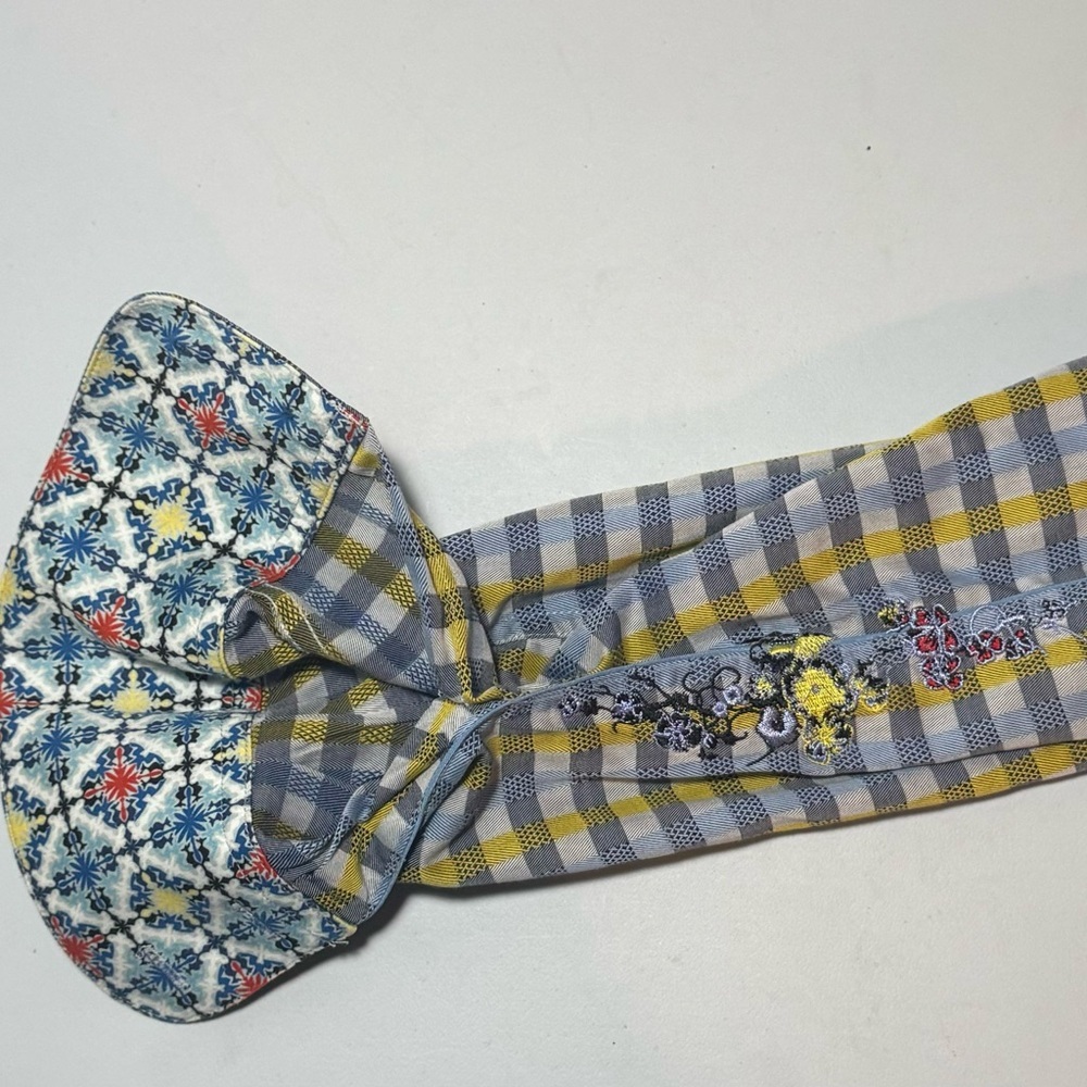 Robert Graham Shirt Flip Cuff Multicolor Plaid Floral Men’s Medium Business - Picture 5 of 11